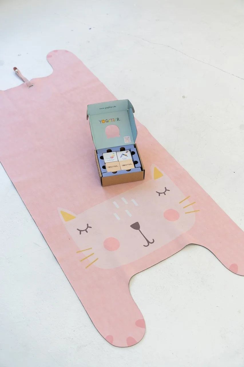 Kimi the Cat Children's Yoga Play Mat - Pink