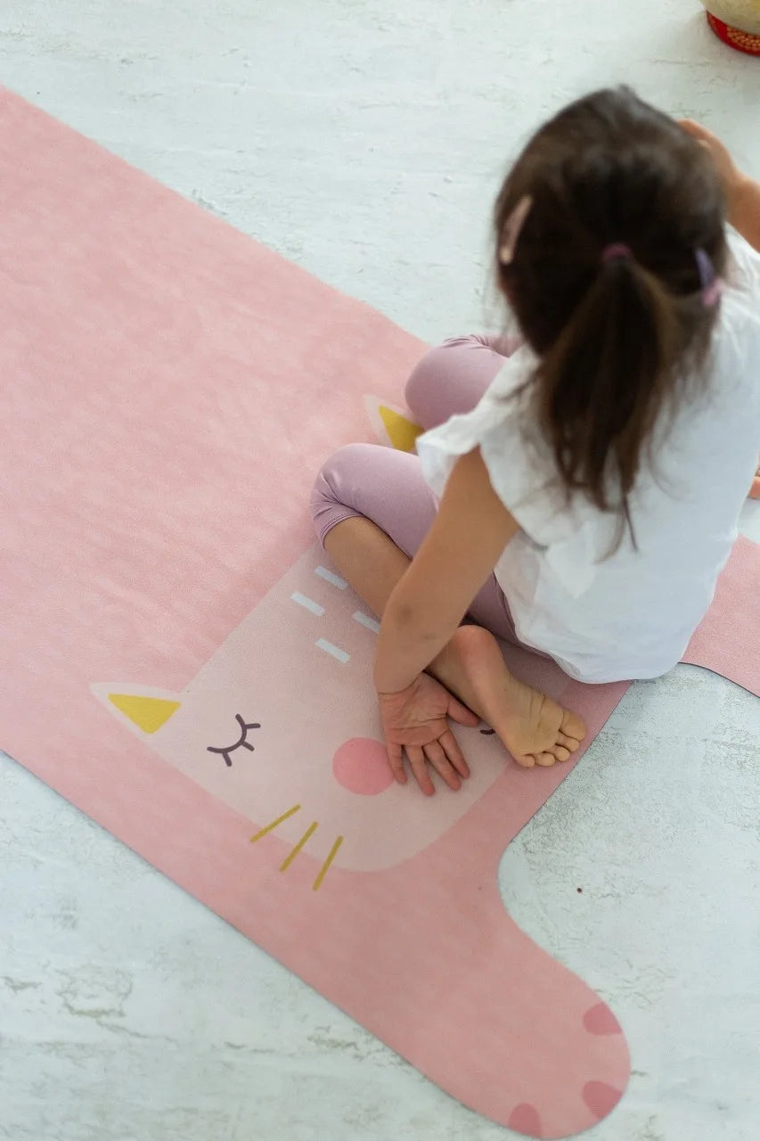 Kimi the Cat Children's Yoga Play Mat - Pink
