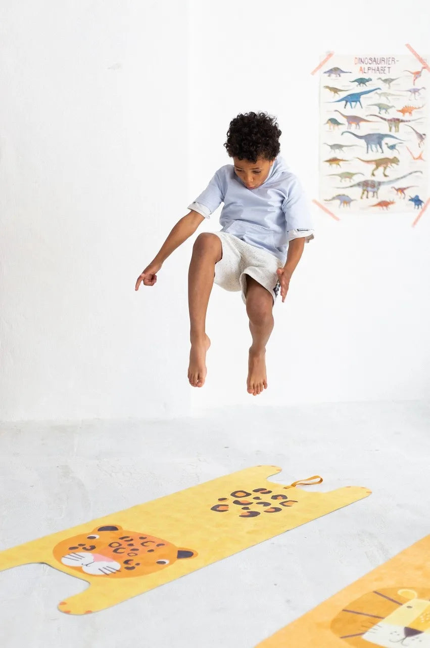 Luka the Leopard Kids' Yoga Play Mat - Yellow