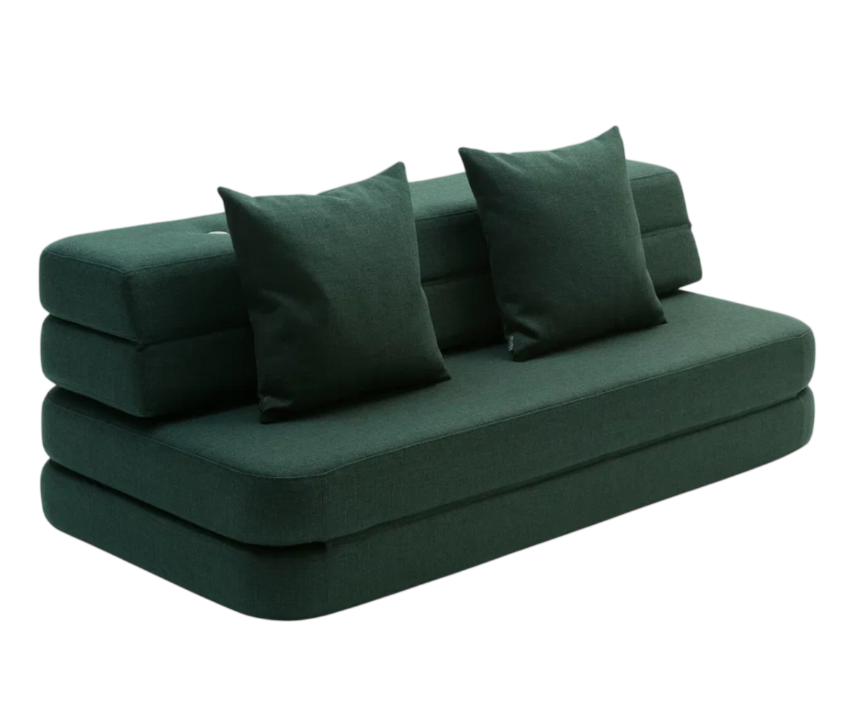 XL Soft Fold-Out Sofa, Dark Green/Light Green
