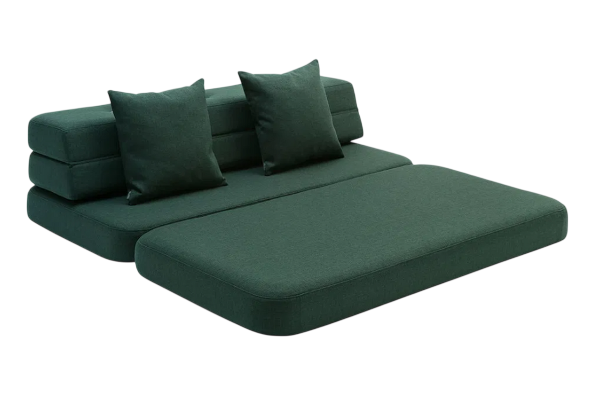 XL Soft Fold-Out Sofa, Dark Green/Light Green