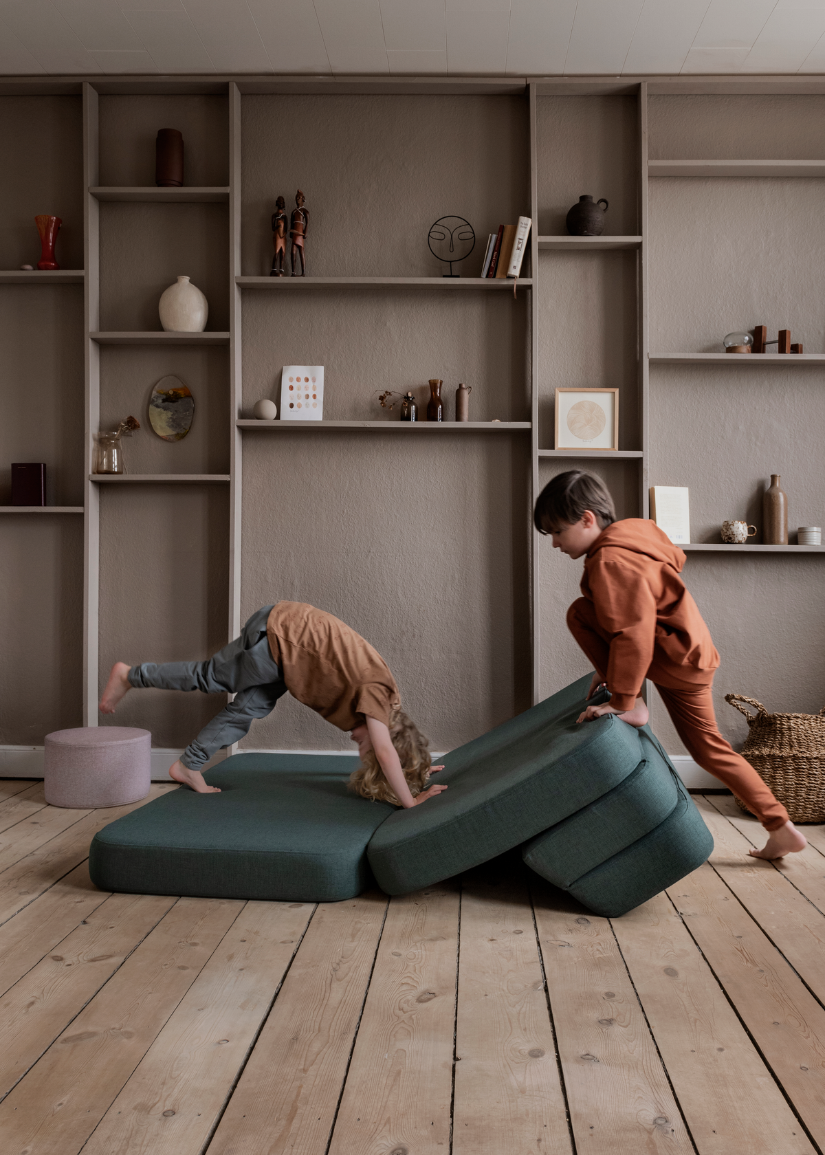 Folding Sofa, Dark Green/Light Green