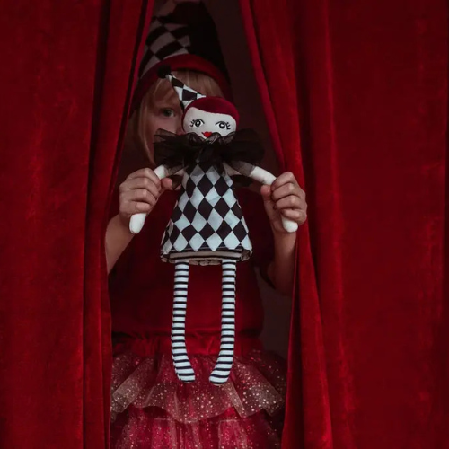 Vintage Circus Illusionsbox mit Plüschpuppe