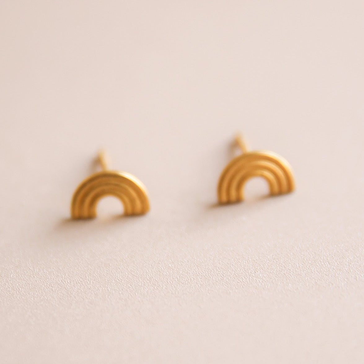Gold rainbow stud earrings