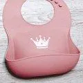 Silicone bib pink with drip tray incl. carrier bag