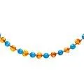 Amberos natural amber baby chain baroque with gemstones, cognac brown and turquoise