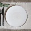 Placemat set of 2 nature with gray embroidery