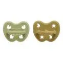 Baby Pacifier 2-Pack Ortho hunter green & olive - Pacifiers made of natural rubber and flats with a protective cover for durability | Stadtlandkind