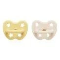 Baby Pacifier 2-Pack Ortho pale butter & milky white - Pacifiers made of natural rubber and flats with a protective cover for durability | Stadtlandkind