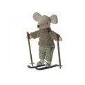 Winter mouse big brother with skis and poles