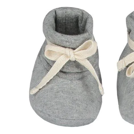 Baby Ribbed Booties Grey Melange - Gray Label