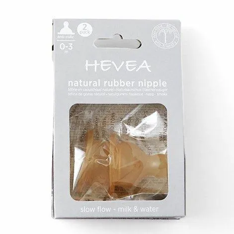 Bottle nipple slow flow 2 pack 1x2 - HEVEA