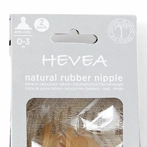 Bottle nipple slow flow 2 pack 1x2 - HEVEA