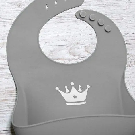 Silicone bib anthracite with drip tray incl. carrier bag - Bellivia