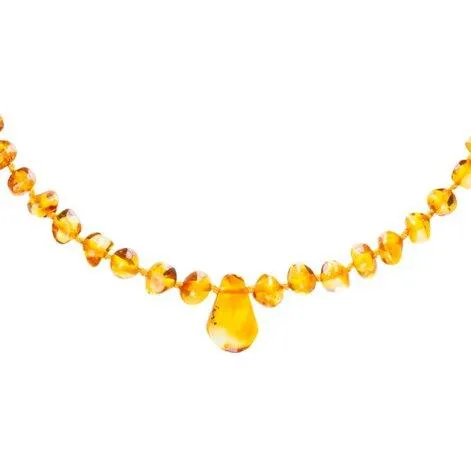 Amberos collier bébé ambre naturel baroque avec pendentif, jaune miel - Amberos