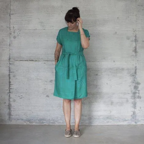 Woman Dress SIMONE Emerald Print - Where is Marlo