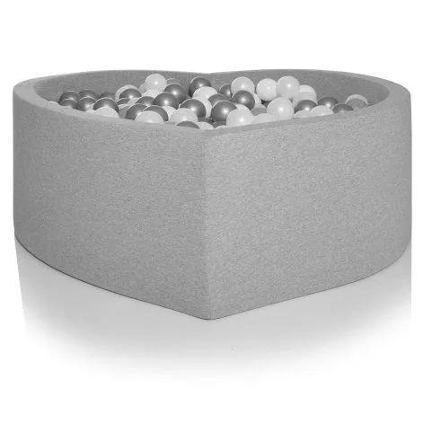 Baignoire à boules coeur light grey (200 boules blanc/gris) - Kidkii