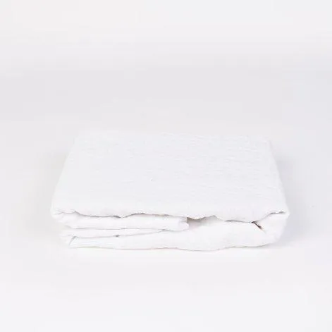 Linus uni, white fitted sheet 160x200+35 cm - lavie
