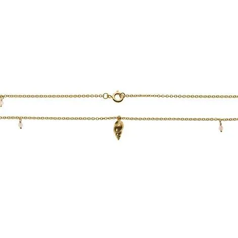 Collier mit 8 Rosenquarz Steine und Schnecken Anhänger, vergoldet - Jewels For You by Sarina Arnold