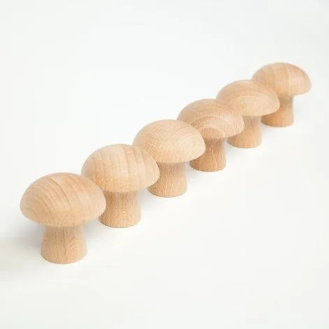 Wooden mushrooms natural 6 pieces - Grapat