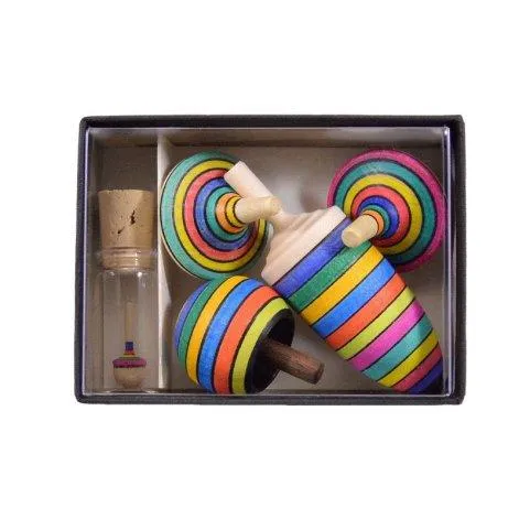 Spinning tops set striped in box - Mader