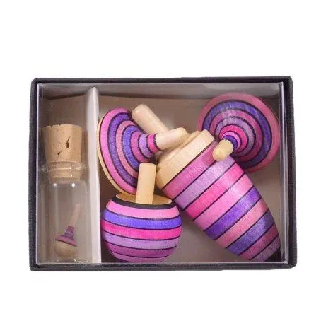 Spinning tops lilac set in box - Mader