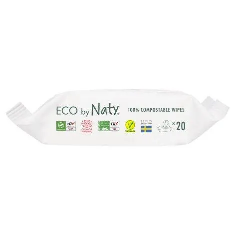 Lingettes humides 100% compostables sensibles non parfumées paquet de voyage - Naty