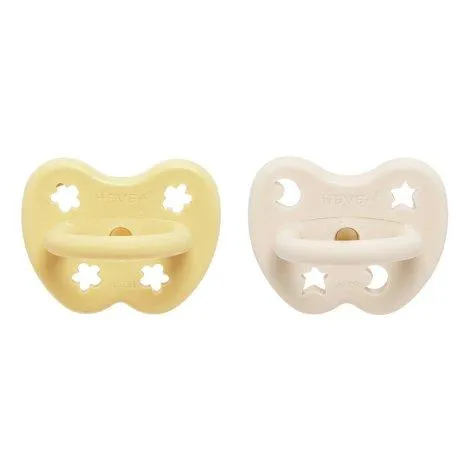 Baby Pacifier 2-Pack Ortho pale butter & milky white - HEVEA