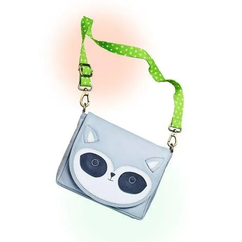 Bag Wally (raccoon) with green strap - Amorina
