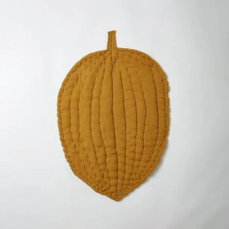 Play Blanket Leaf Muslin Mustard - OrganicEra