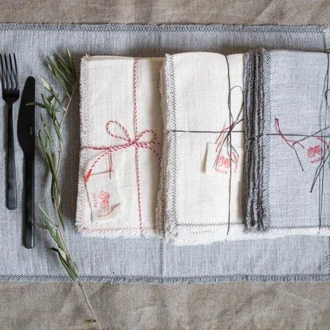 Napkins set of 2 nature with pink stick - Hey Jule