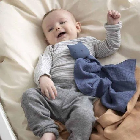 Baby Beissring mit Kuscheltuch Rebel Naturkautschuk Blau - Sebra