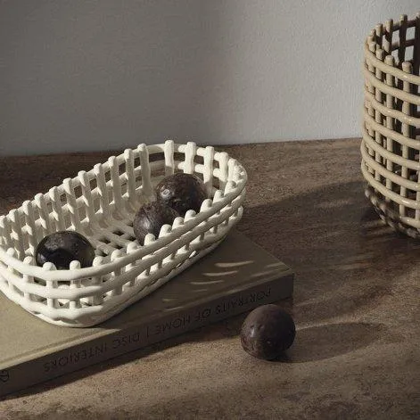 Ceramic basket Oval Offwhite - ferm LIVING
