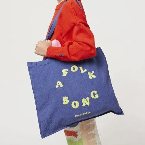Shopping bag A Folk Song Navy Blue - Bobo Choses