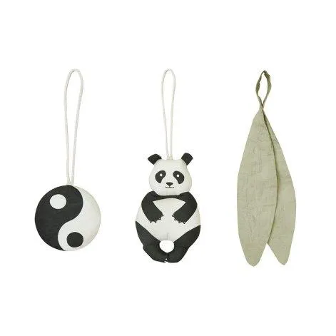 Set of 3 rattle hangers - Panda - Lorena Canals