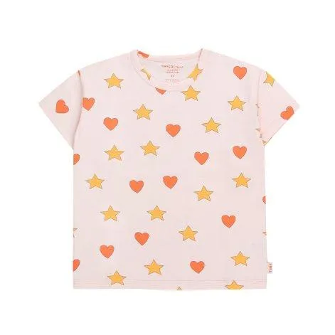 T-shirt Hearts Stars Pastel Pink - tinycottons
