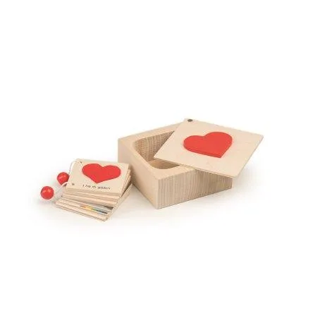 Petits livres en forme de cœur dans une boîte en bois suisse allemand - Kiener
