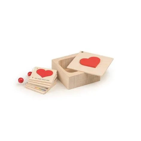 Petits livres en forme de cœur dans une boîte en bois Allemand - Kiener