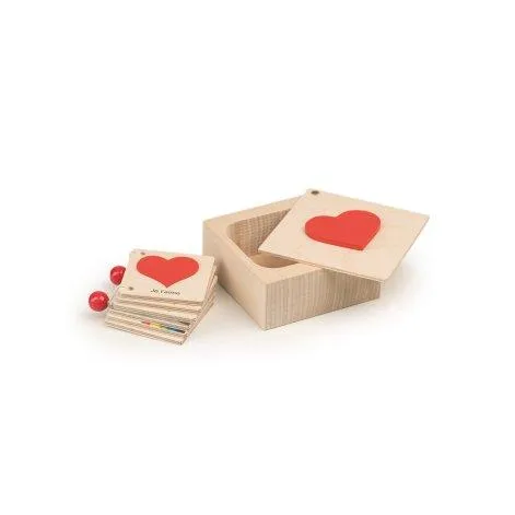 Petits livres en forme de cœur dans une boîte en bois Français - Kiener