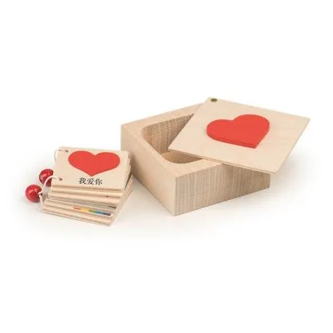Petits livres en forme de cœur dans une boîte en bois Chinois - Kiener
