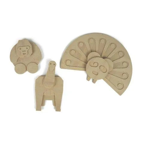 Set of 3 with magnetic wooden animals Nose to Tail jungle - Fidea Design