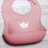 Silicone bib pink with drip tray incl. carrier bag