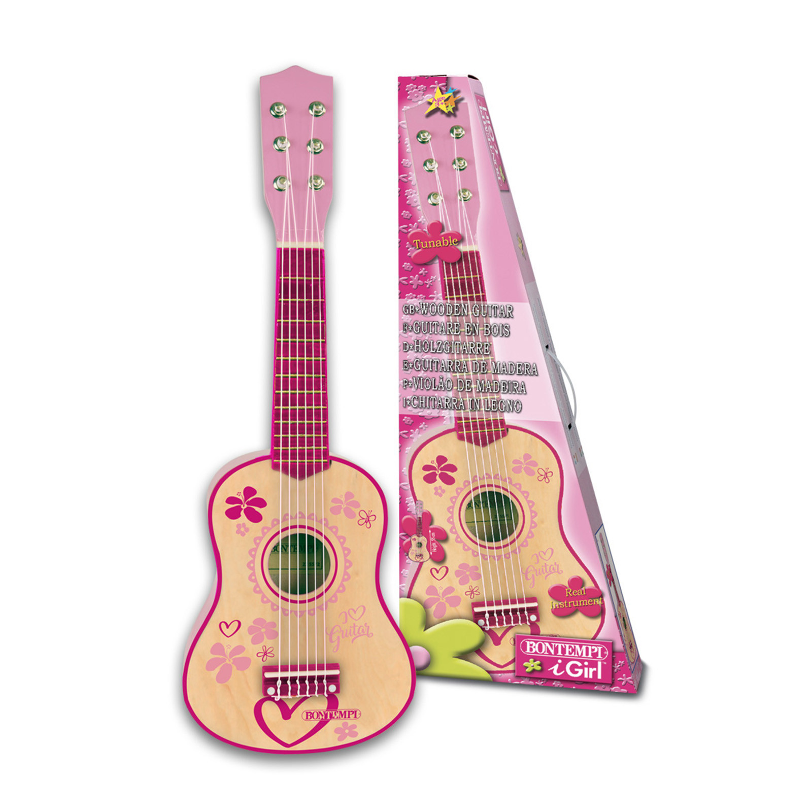Pink discount wooden guitar