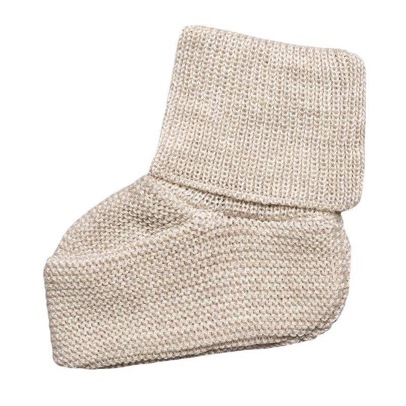 Chausson laine mérinos beige-mélange