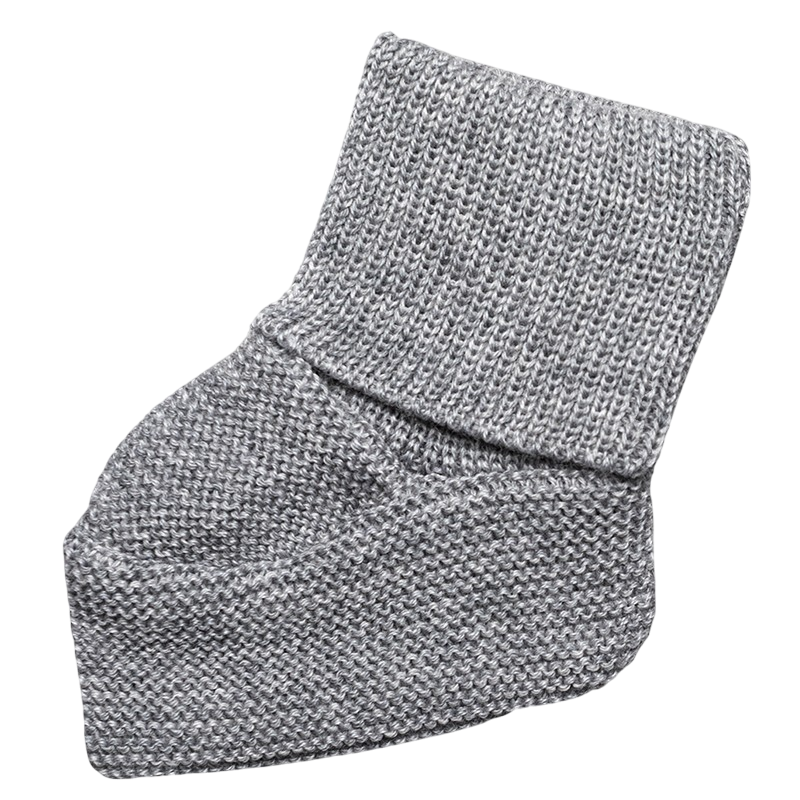 Chausson bébé laine mérinos gris-mélange