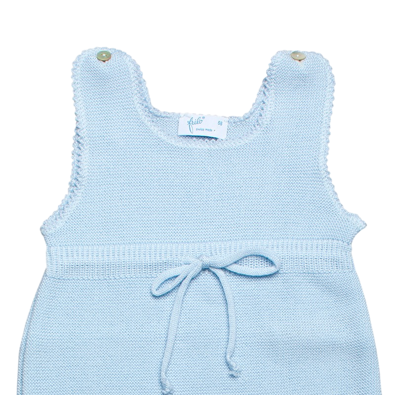 Strampler Merinowolle mit Fuss hellblau