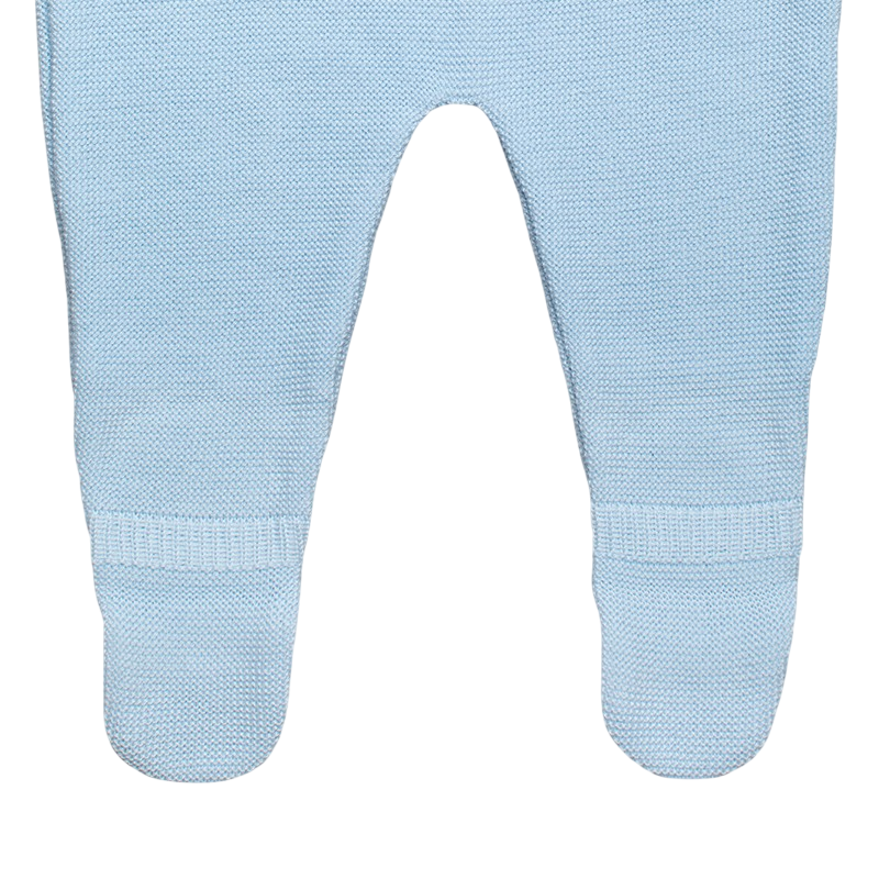 Strampler Merinowolle mit Fuss hellblau