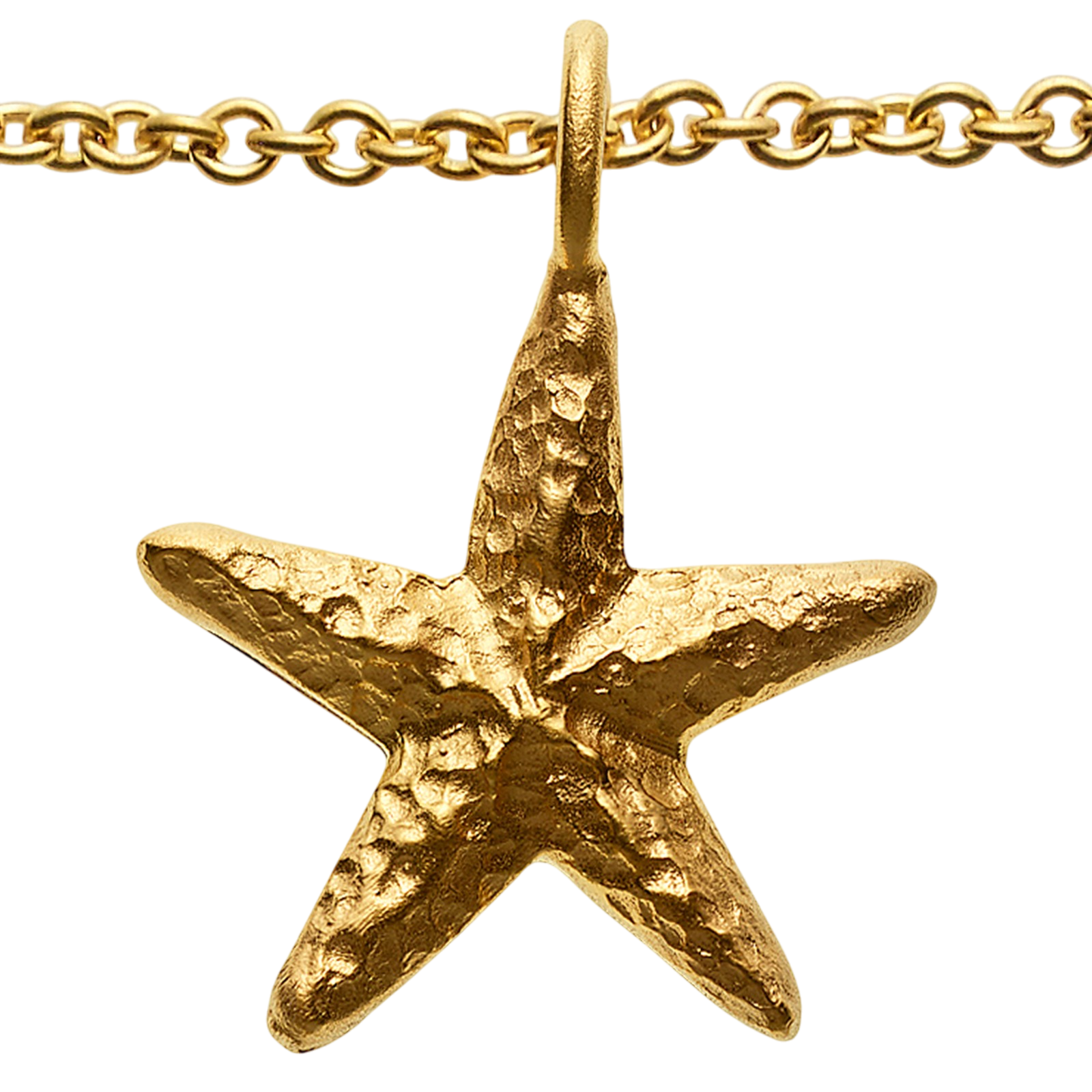 Collier avec 8 pierres de cornaline et pendentif étoile de mer, doré à l'or fin