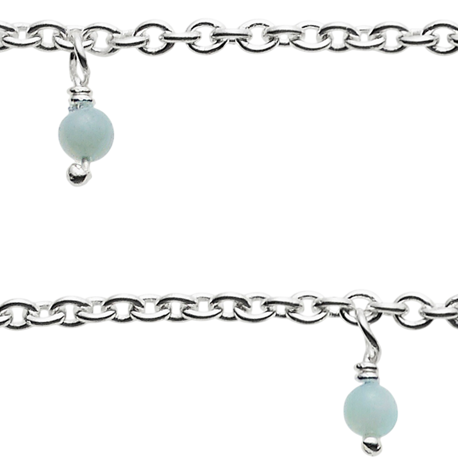 Necklace with 8 Amazonith stones and shell pendant, silver