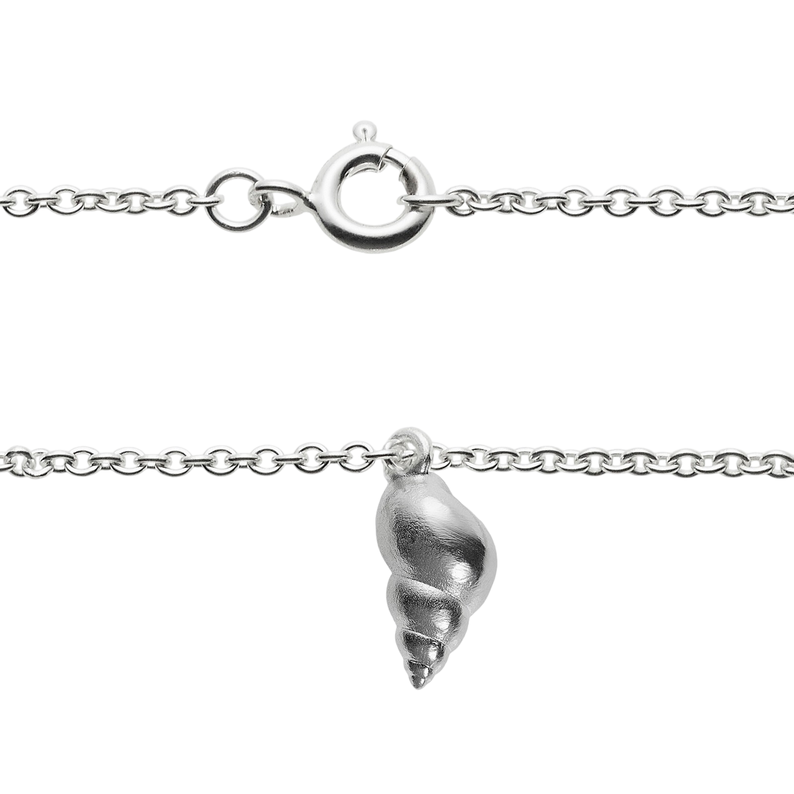 Collier avec 8 pierres Amazonith et pendentif escargot, argent